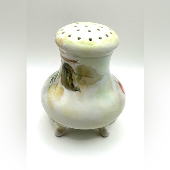 Rare-Signed Victorian Hand Painted Cherry Fruit Porcelain Powder Shaker - Picture 2 of 9